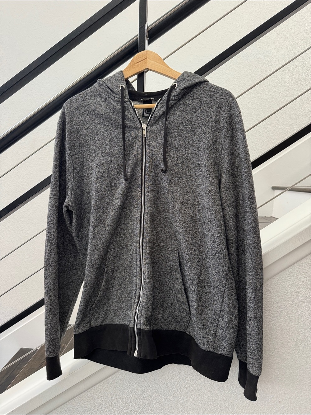 H&M Men’s Charcoal Zip-Up Hoodie Sweater